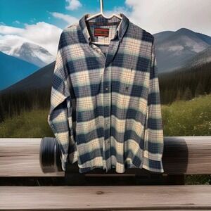 Vintage Men's TWENTY X Plaid Button Up Shirt LS XL Blue & White ~ Cowboy Western